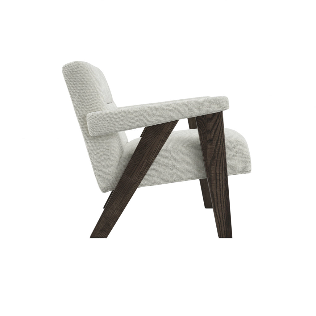 Abel Milk Tweed & Chocolate Brown Wood Armchair